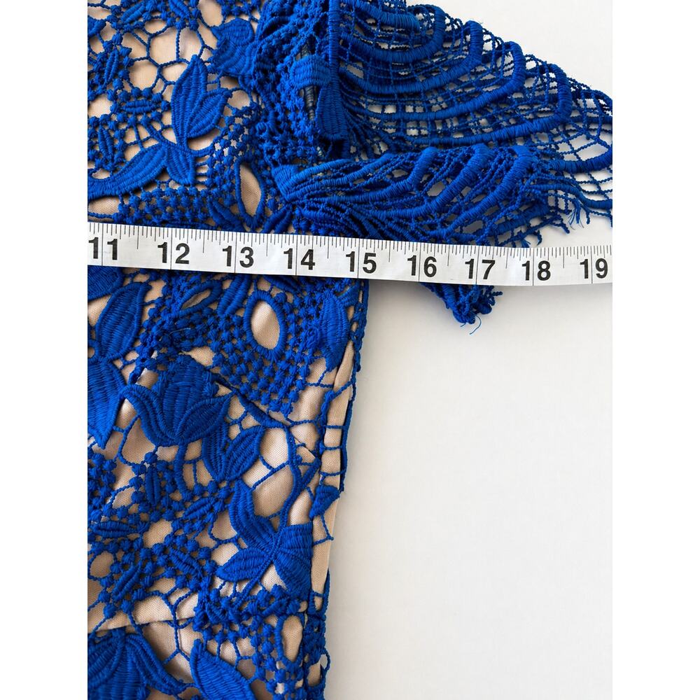 NWOT Blue Floral Crochet Formal Dress Size 2 Bodycon Y2K Party Cocktail - Picture 5 of 5